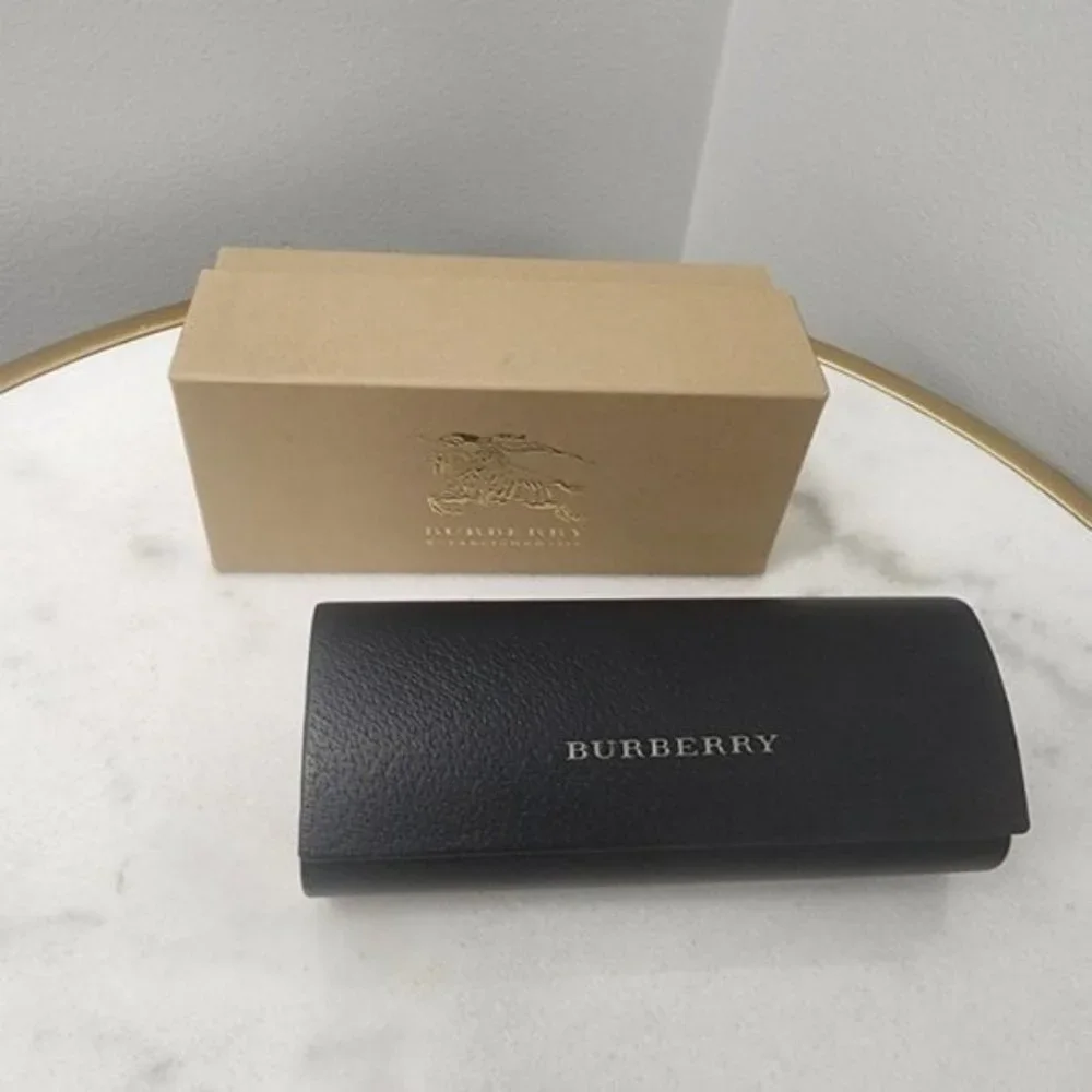 Burberry Black Leather Glasses Case With Box